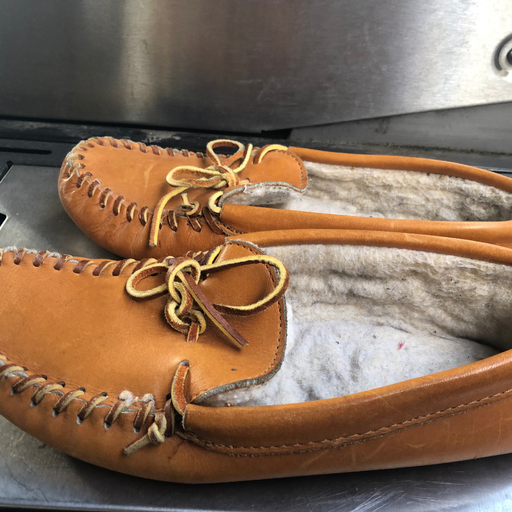 Handmade Genuine real Brown Leather Slipper Shoes